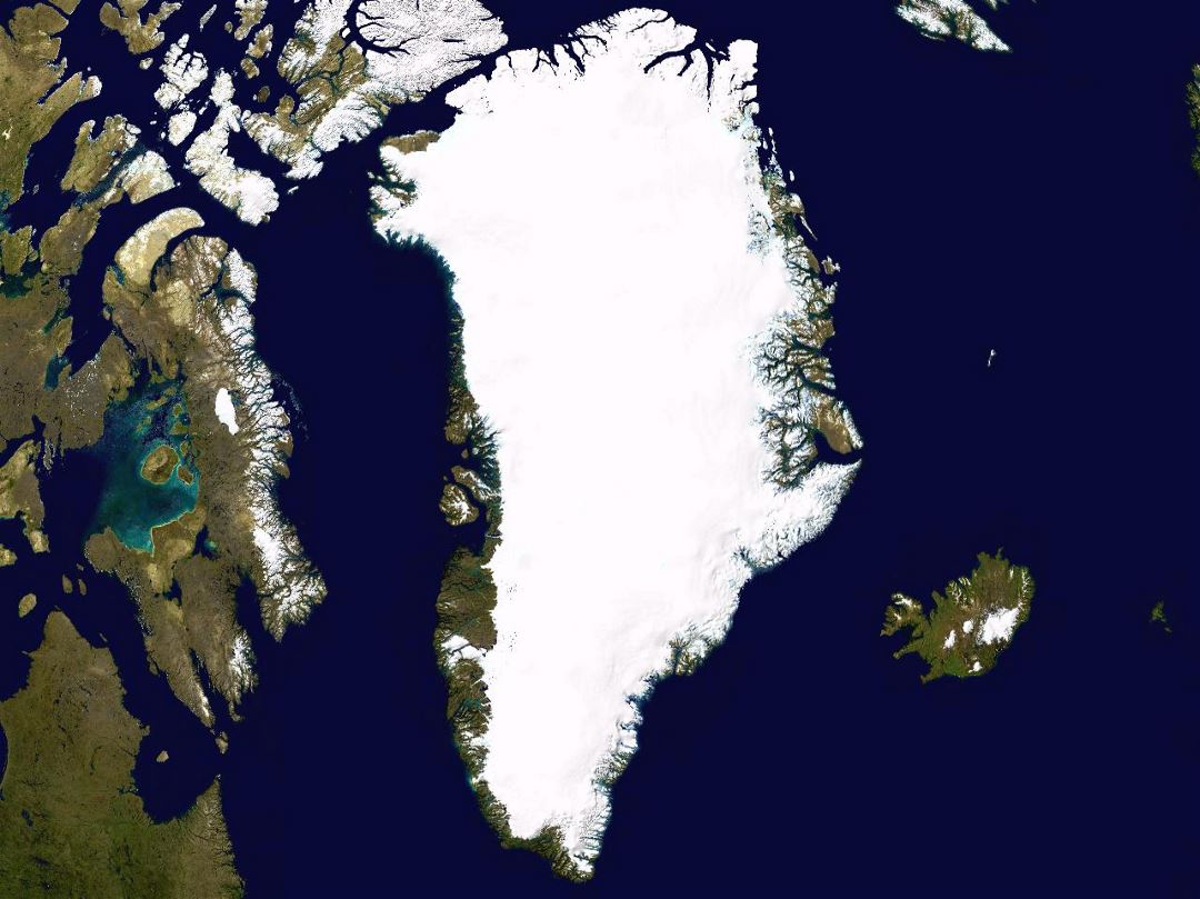 Large satellite map of Greenland