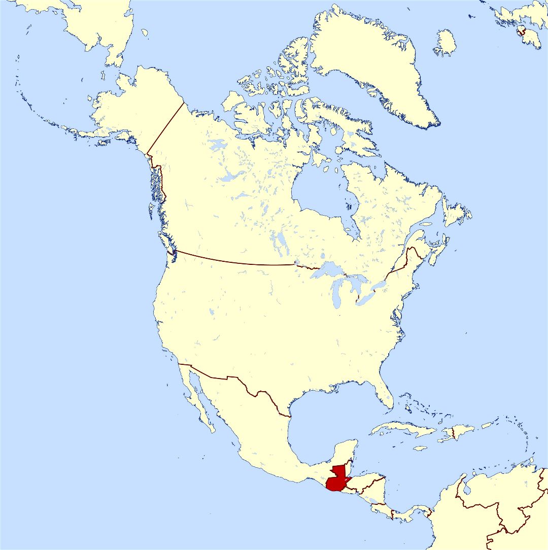 Large location map of Guatemala in North America
