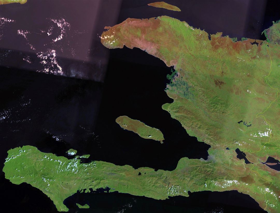 Large satellite map of Haiti