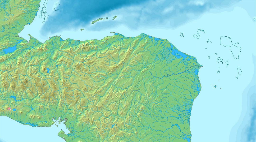 Detailed relief map of Honduras