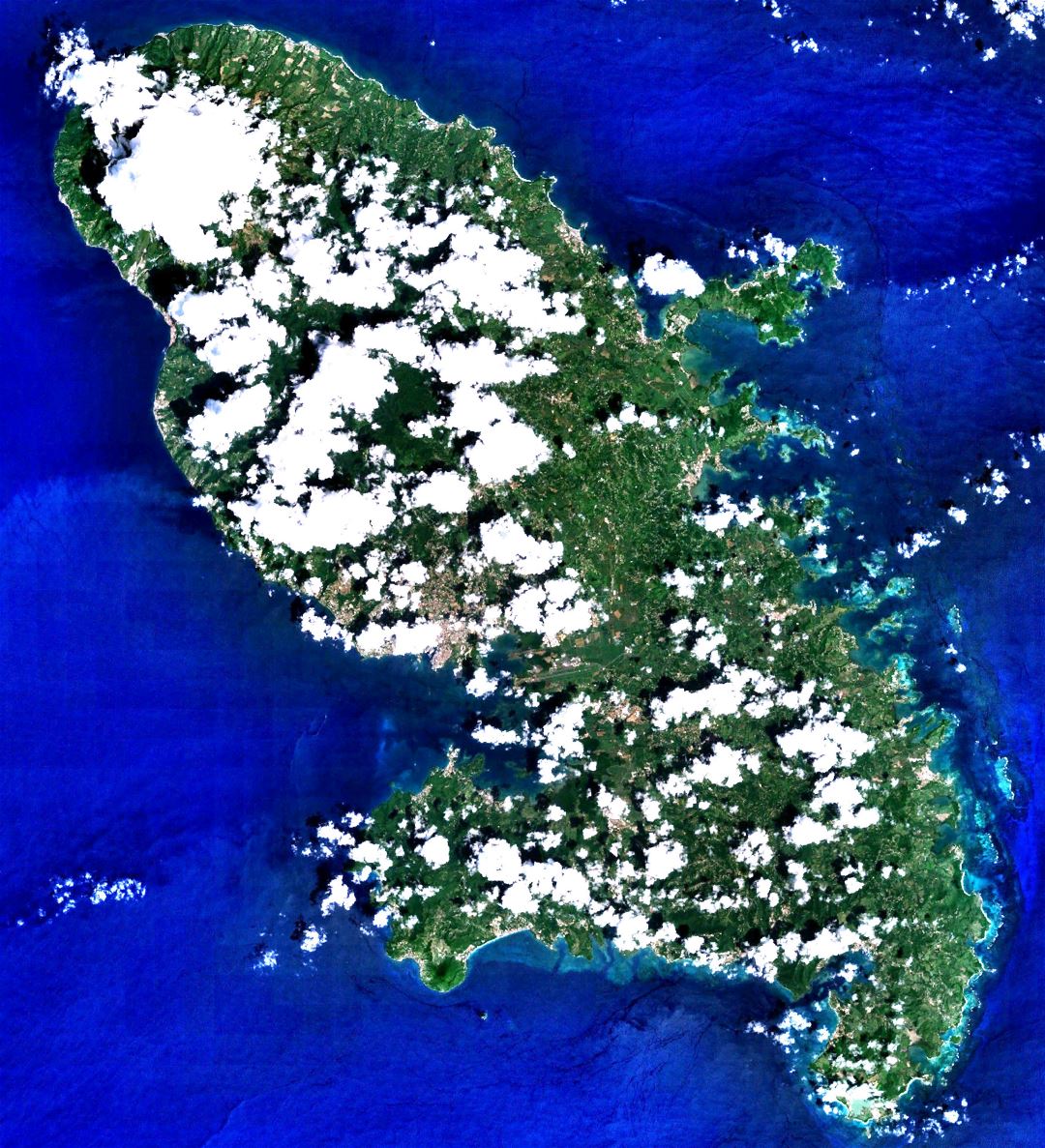 Large detailed satellite image of Martinique