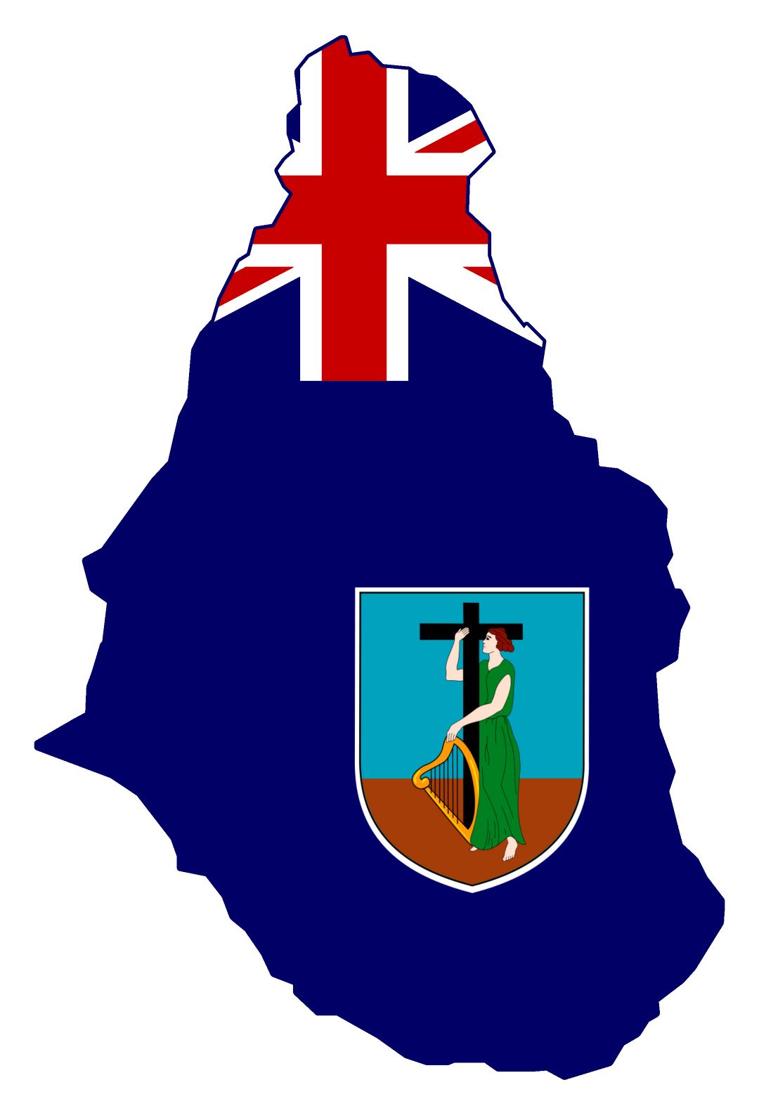 Large flag map of Montserrat island