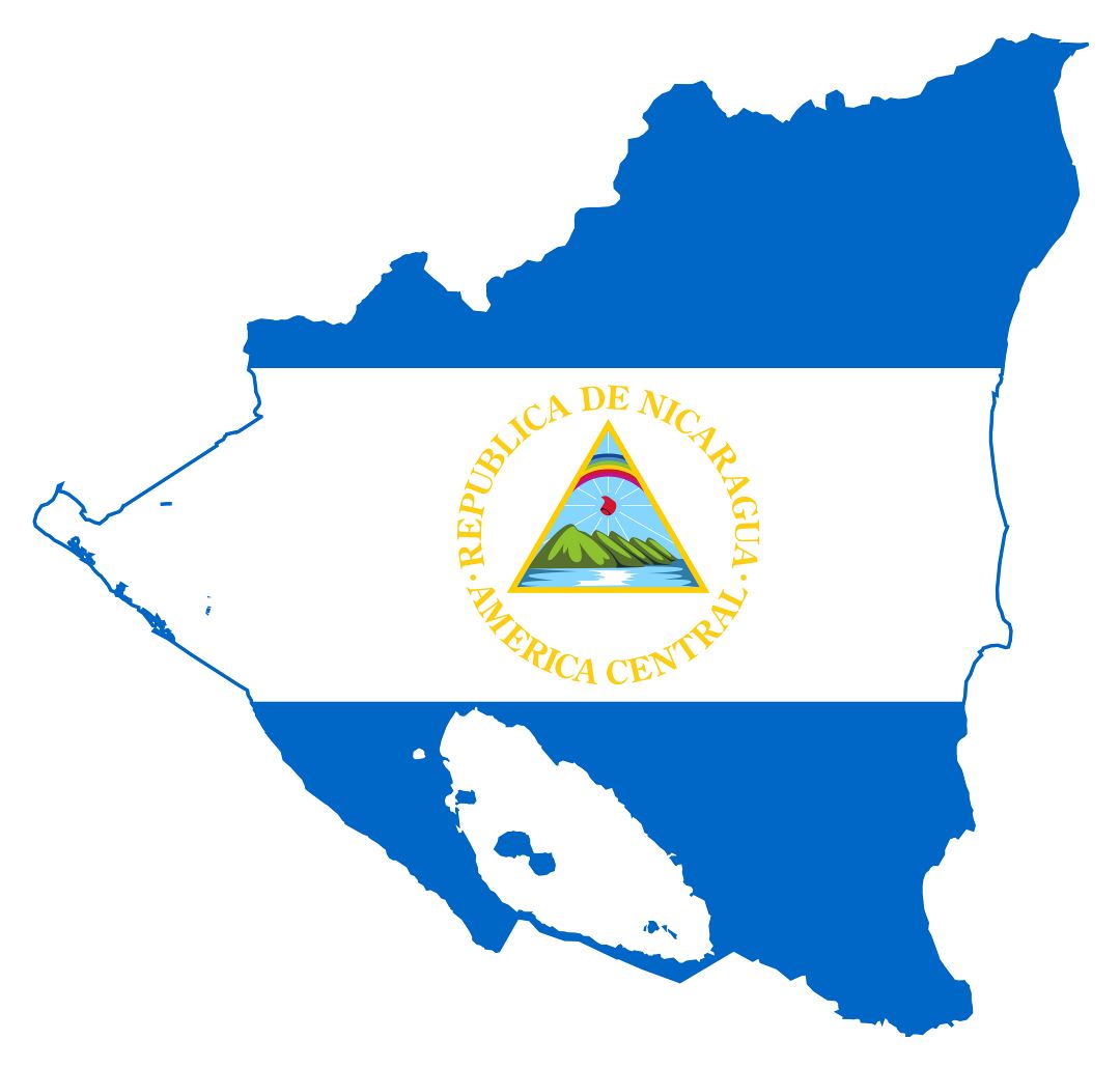 Large flag map of Nicaragua