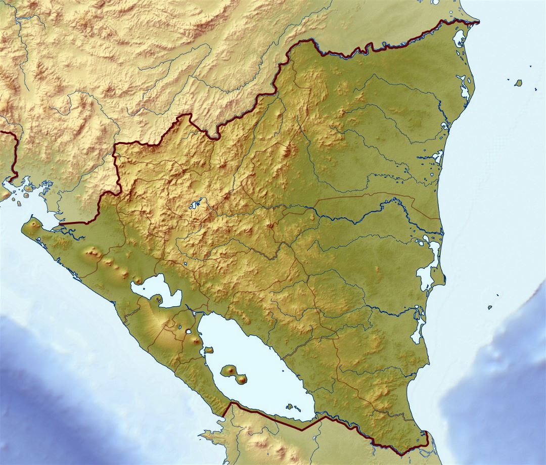 Large relief map of Nicaragua