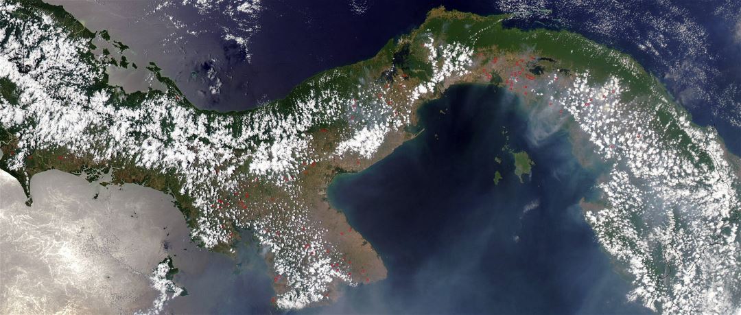 Large detailed satellite map of Panama