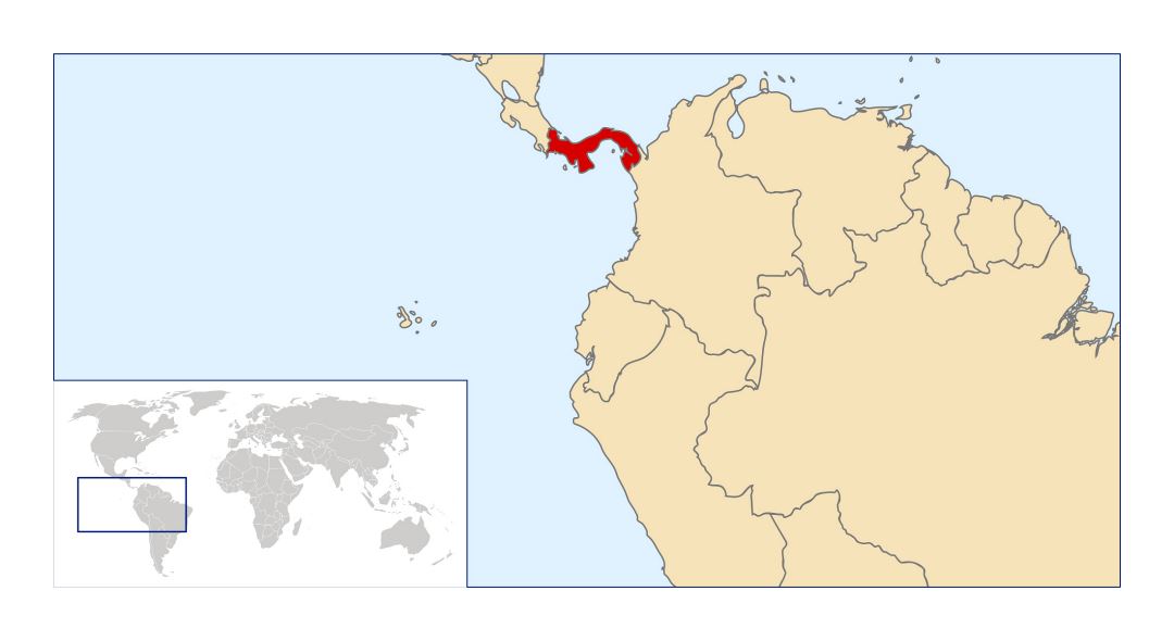Large location map of Panama in Central America