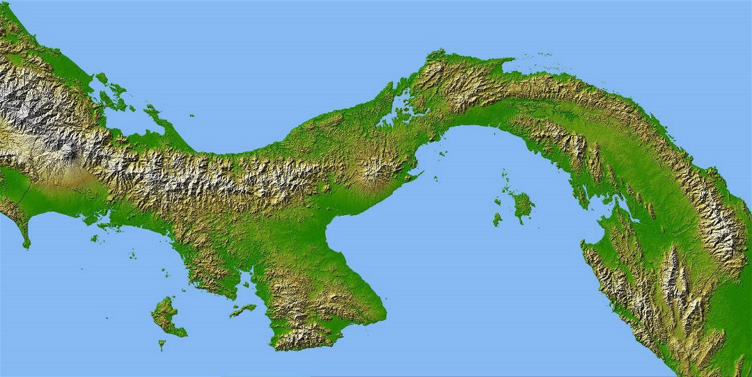 Large relief map of Panama
