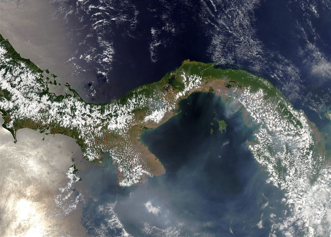 Large satellite map of Panama