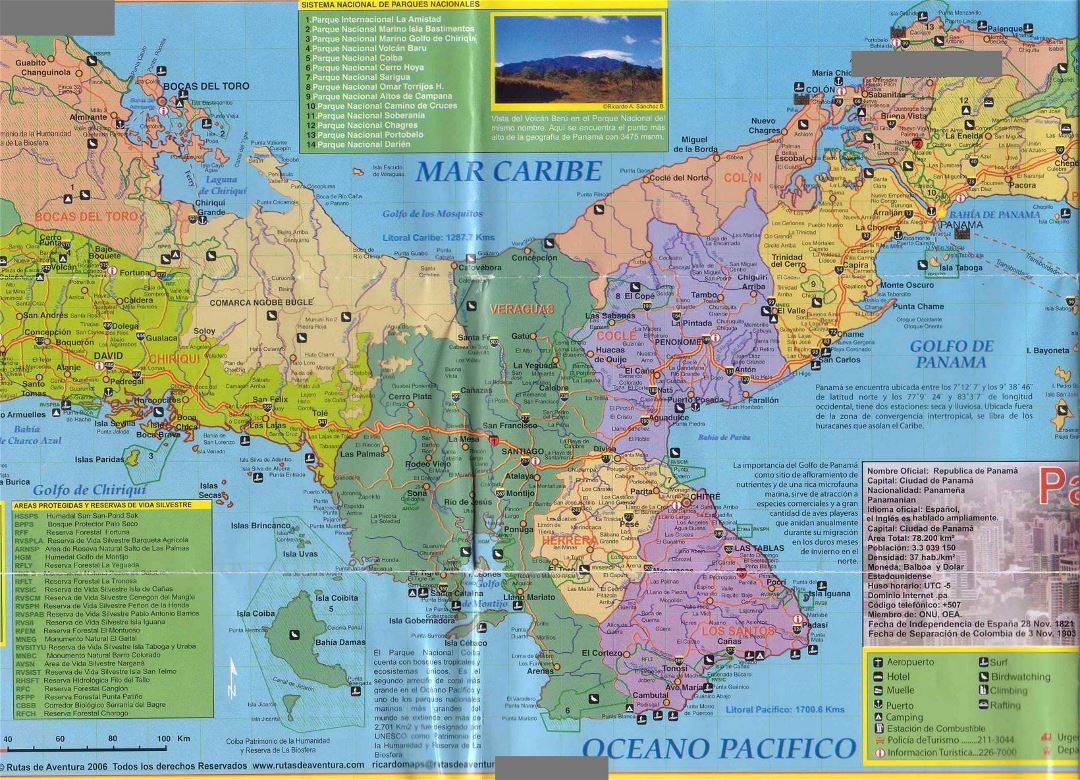 Large tourist map of Panama