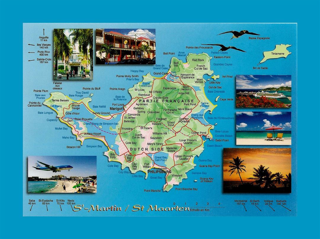 Detailed travel map of Sint Maarten, Saint Martin