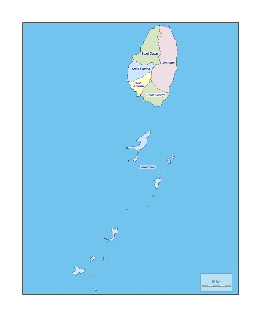 Administrative map of Saint Vincent and the Grenadines