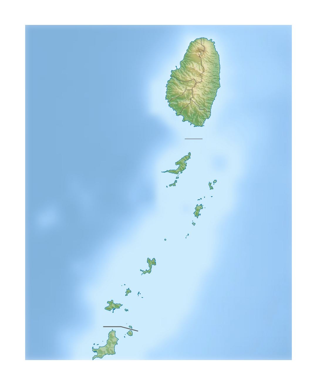 Large relief map of Saint Vincent and the Grenadines