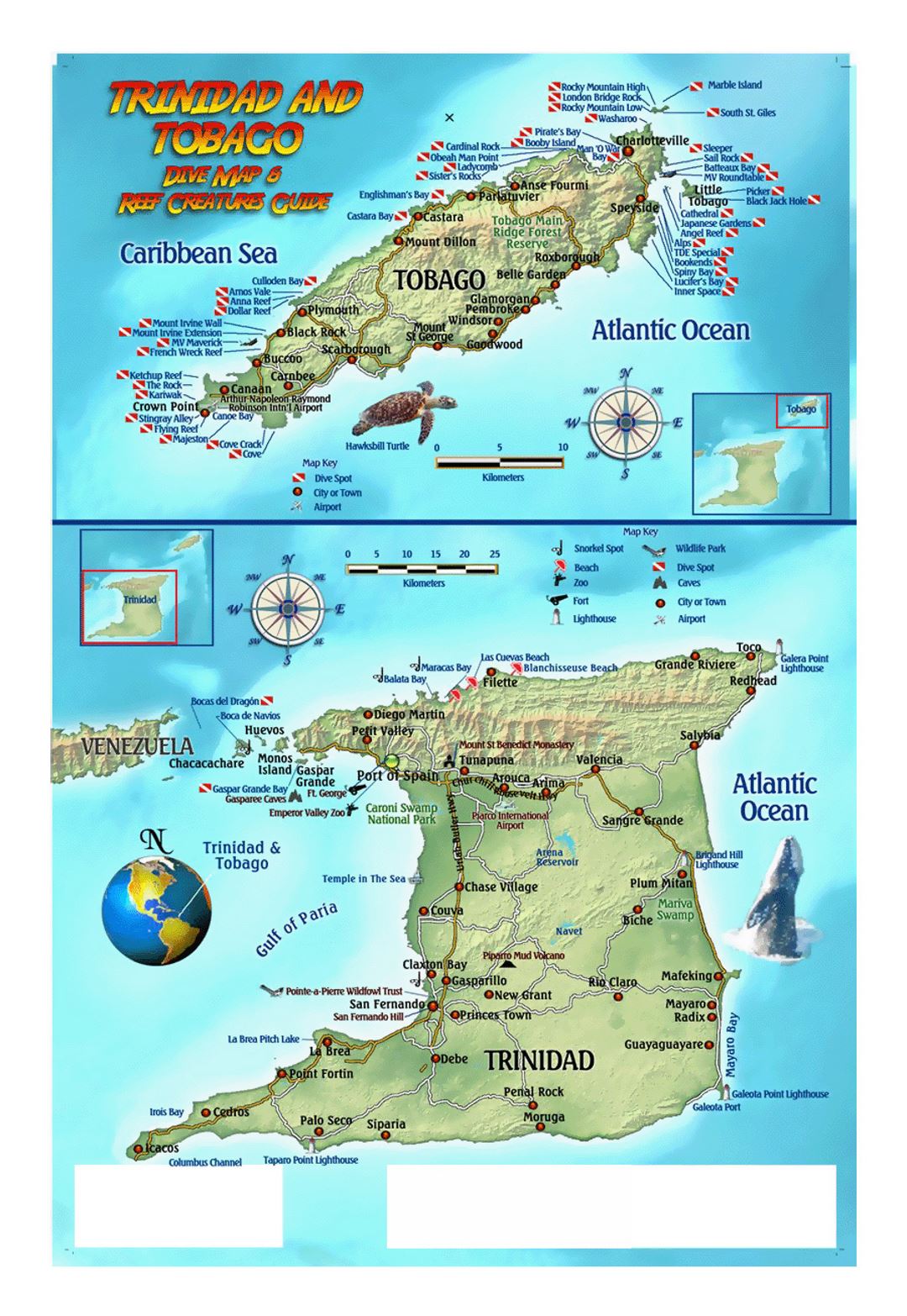 Detailed dive map of Trinidad and Tobago