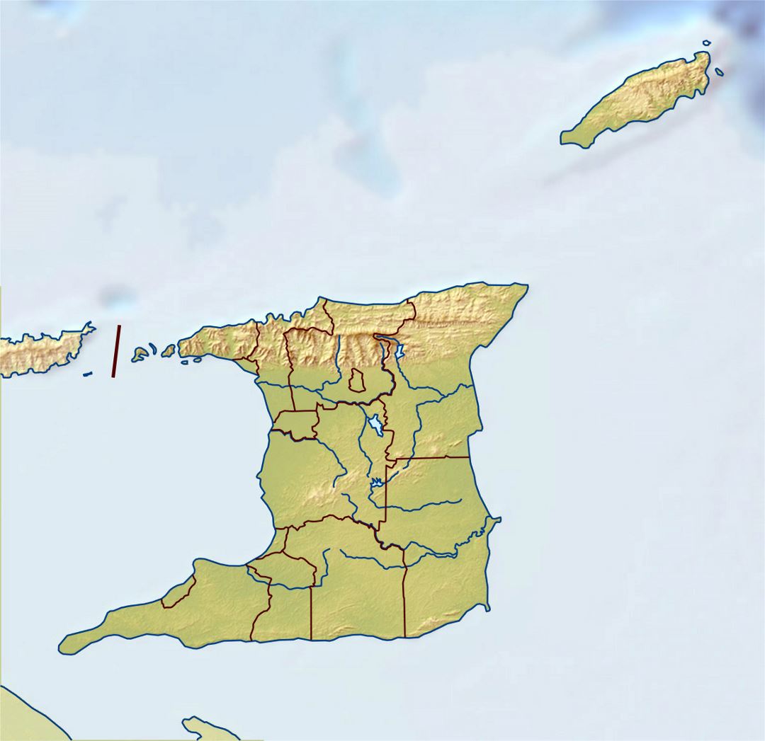 Large relief map of Trinidad and Tobago