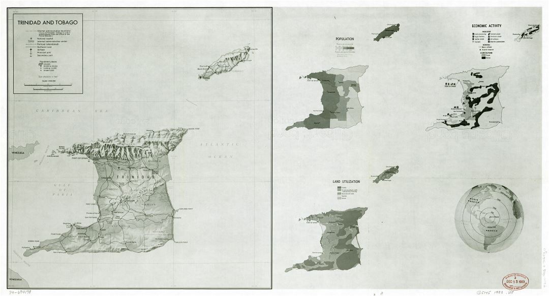 Large scale country profile map of Trinidad and Tobago - 1983
