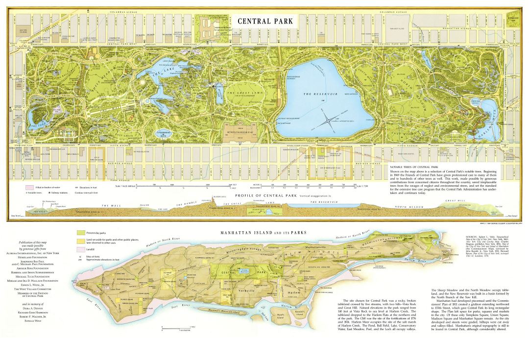 Large detailed map of Central Park, Manhattan, NYC