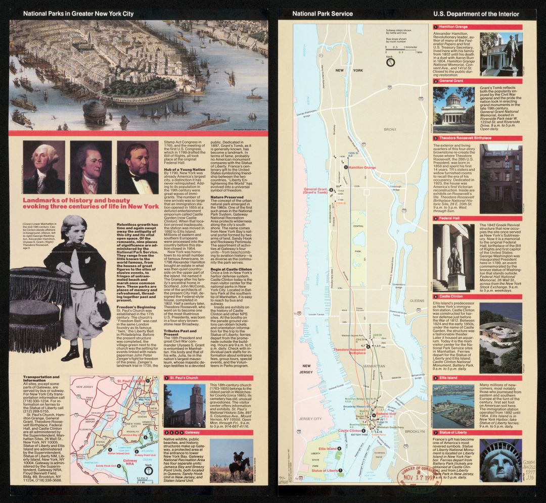Large detailed map of National Parks in Greater New York city - 1997