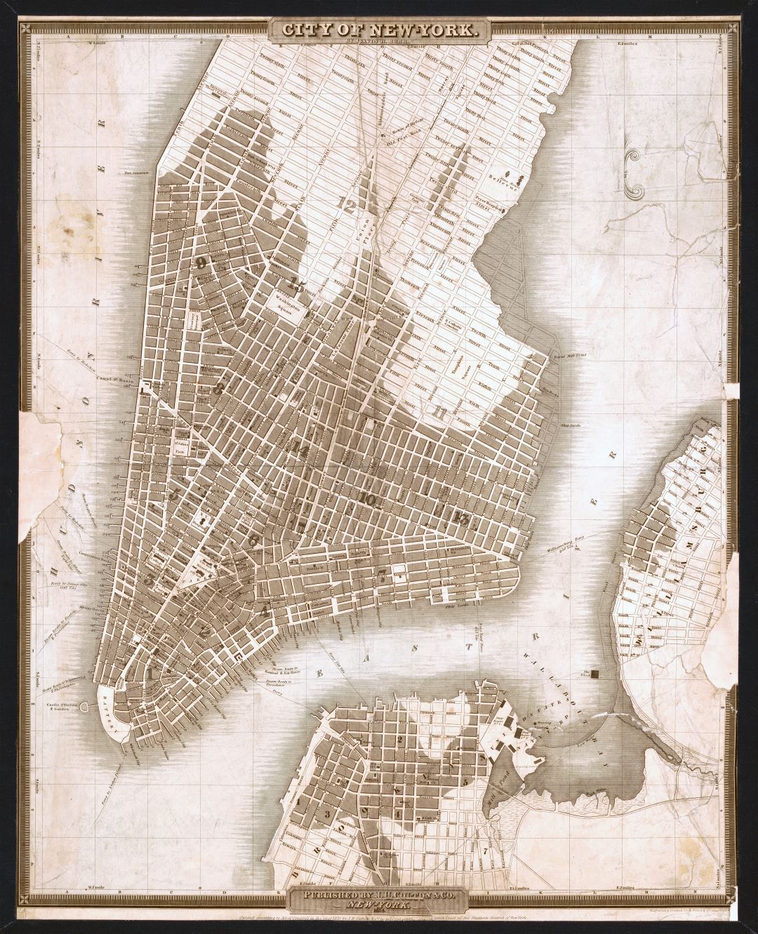 Large scale old map of city of New York - 1834