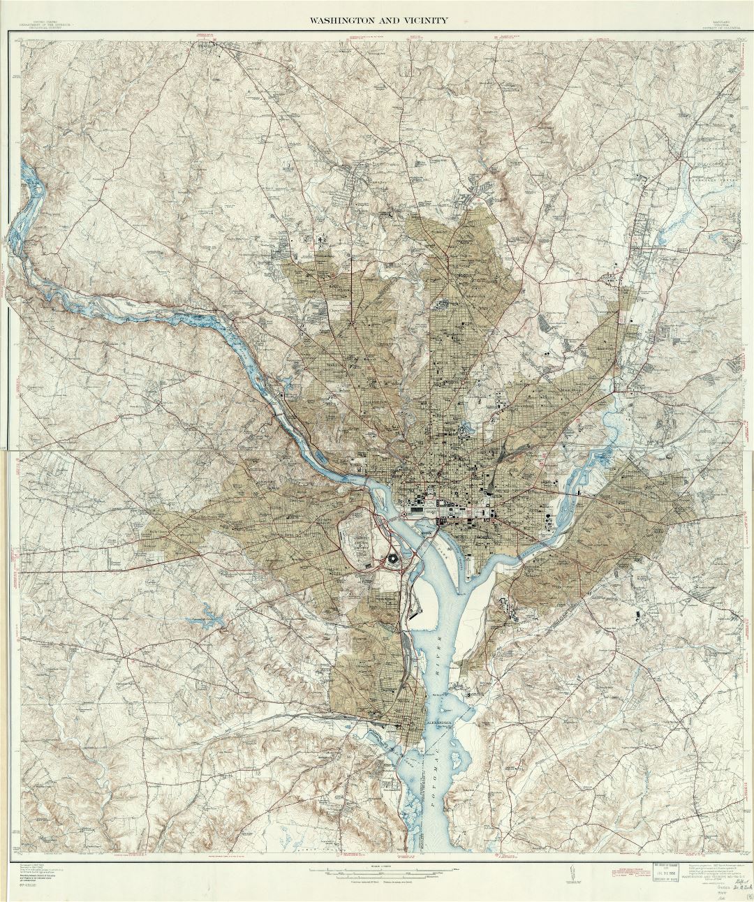 Large scale detailed map of Washington and vicinity, District of Columbia, Maryland, Virginia - 1944