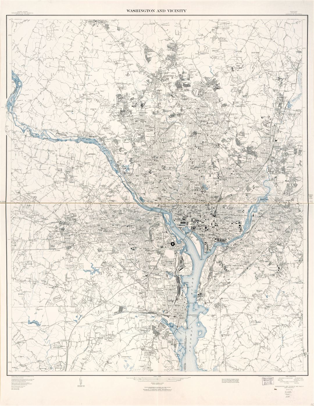 Large scale detailed map of Washington and vicinity, District of Columbia, Maryland, Virginia - 1951