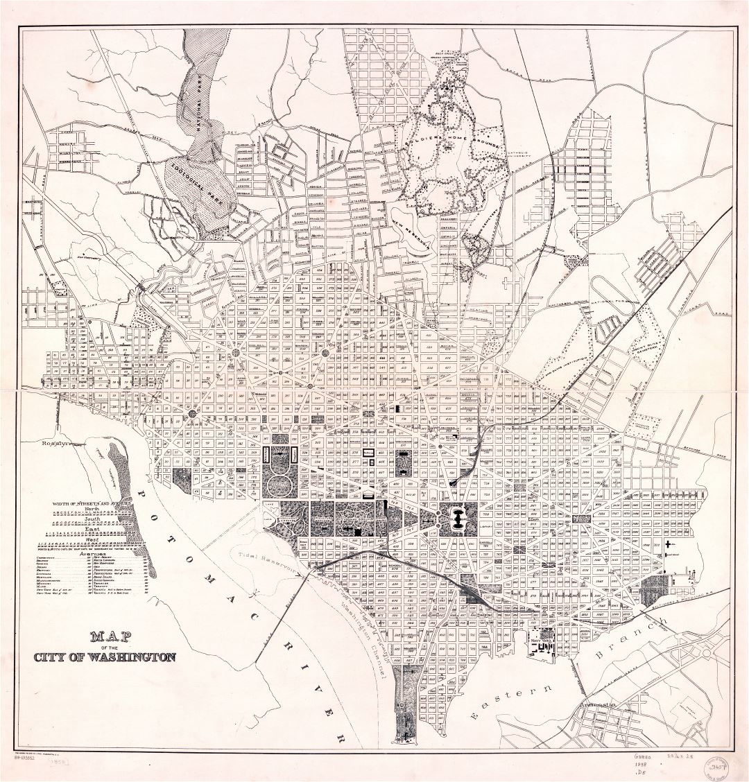 Large scale detailed old map of the city of Washington D.C. - 1898