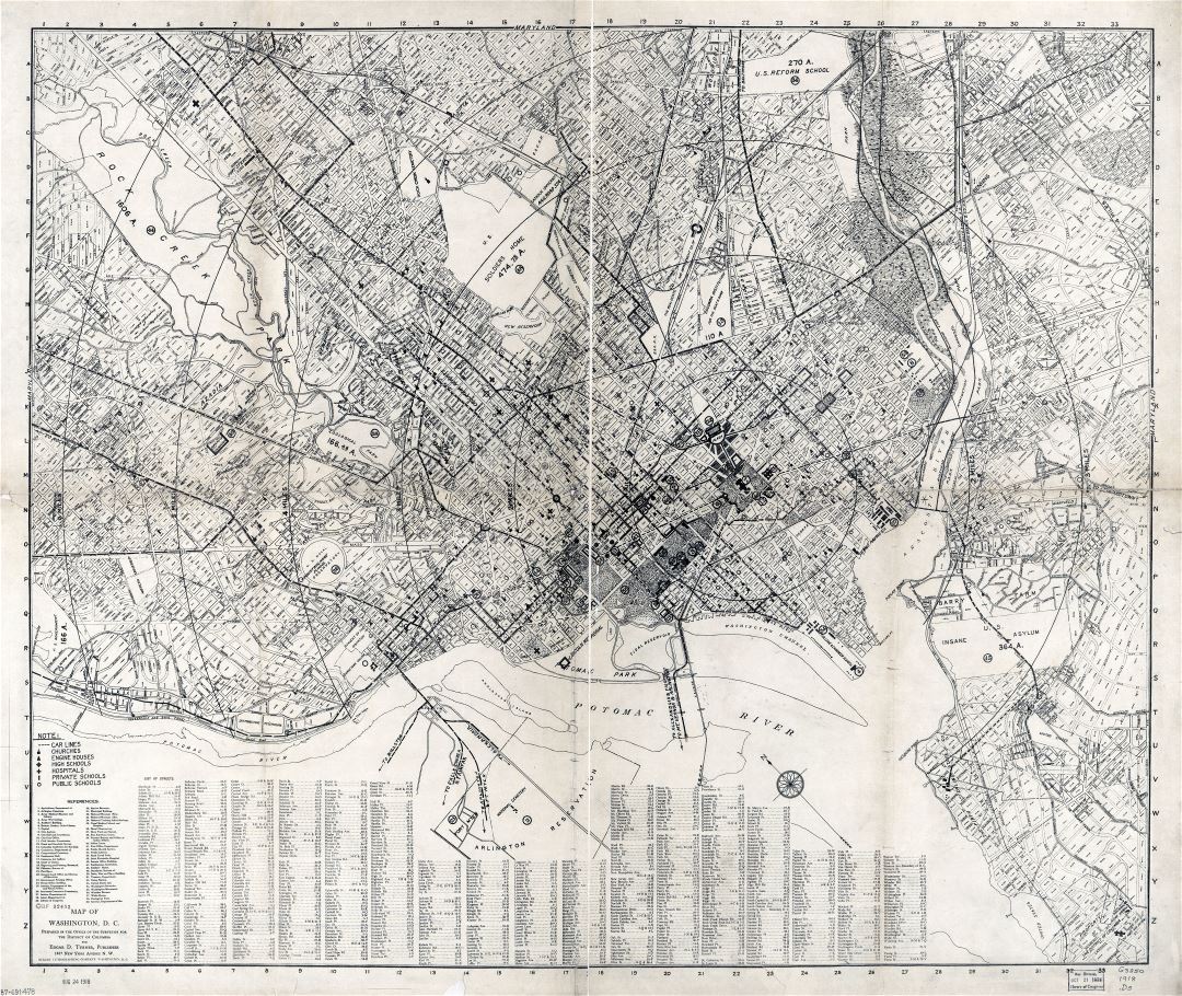 Large scale detailed old map of Washington DC - 1918