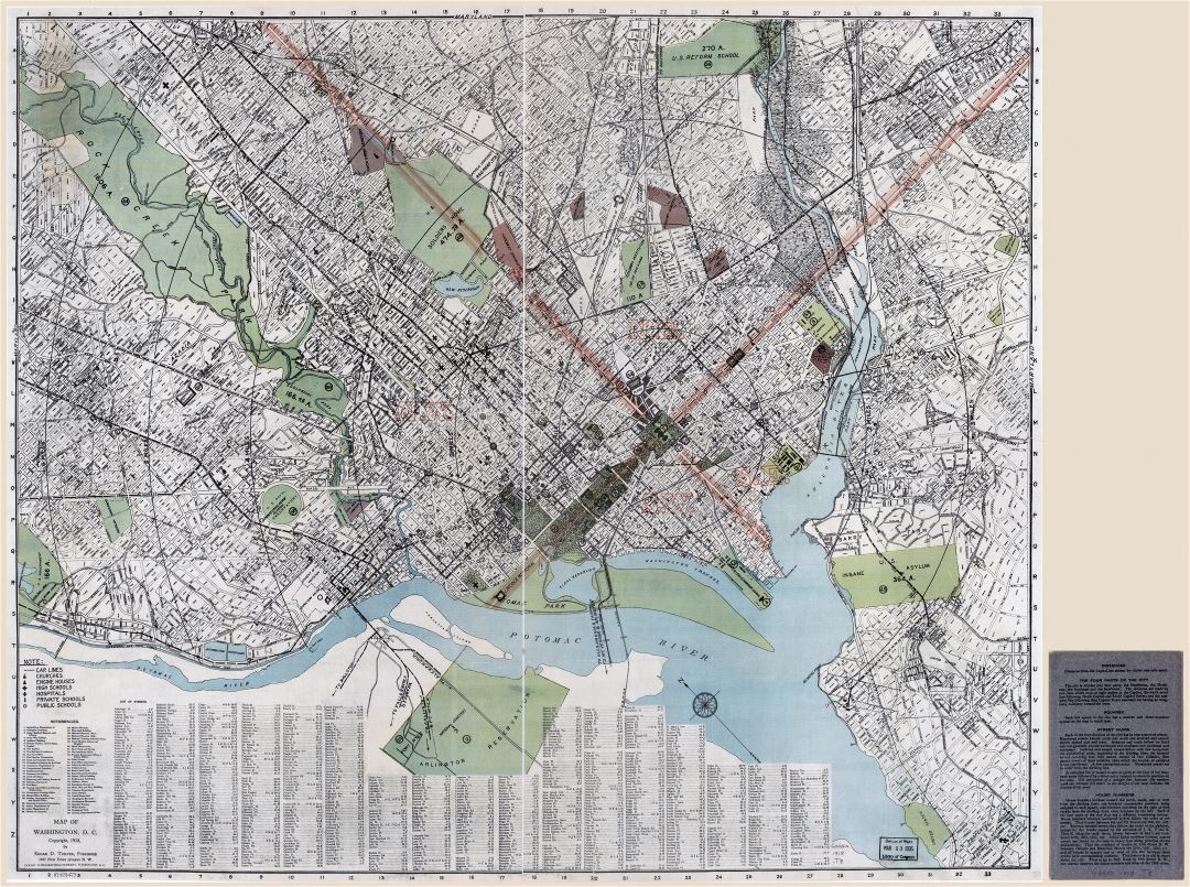 Large scale detailed old map of Washington D.C., District of Columbia - 1918
