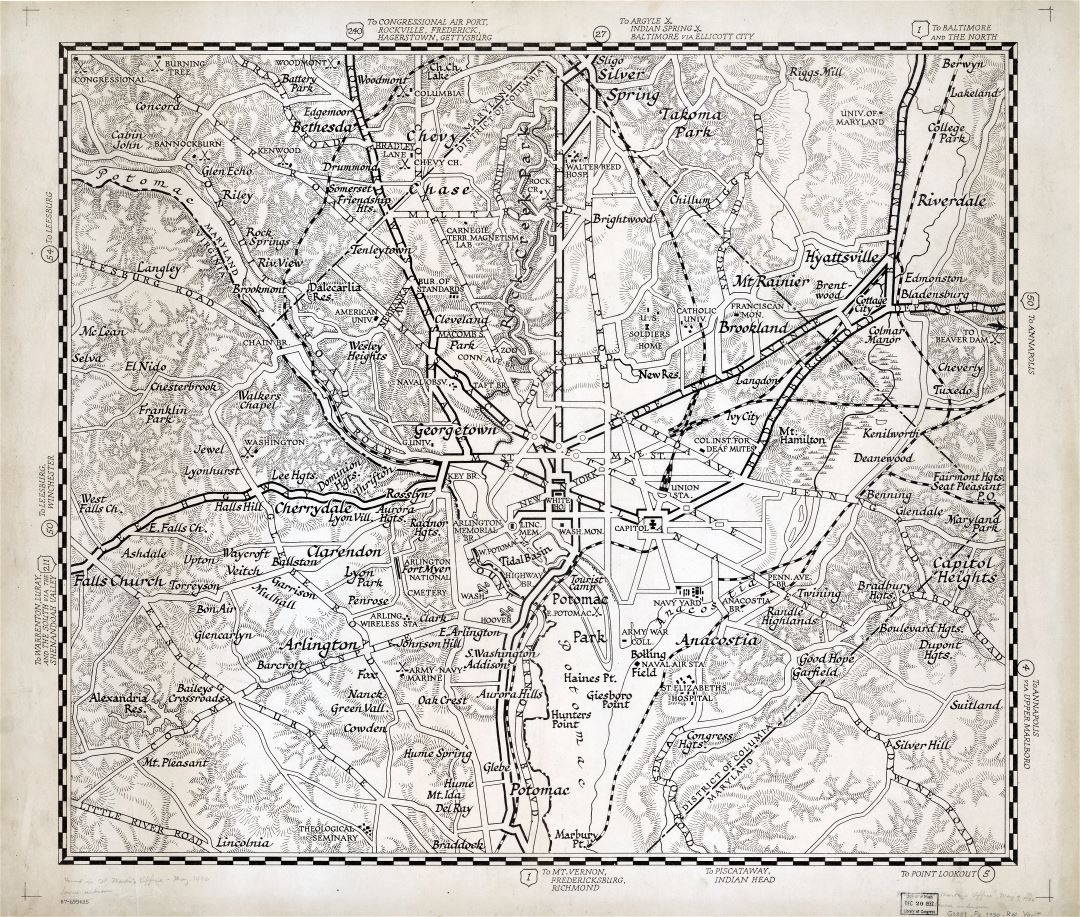 Large scale detailed old road map of the Washington D.C. Metropolitan Area - 1930
