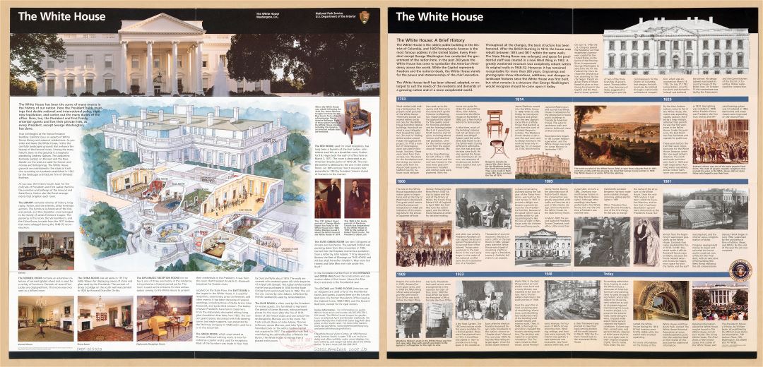 Large scale detailed tourist map of the White House, Washington DC - 2007