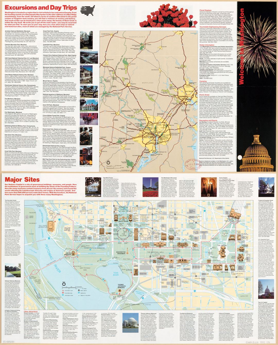 Large scale detailed Washington DC tourist map - 1992