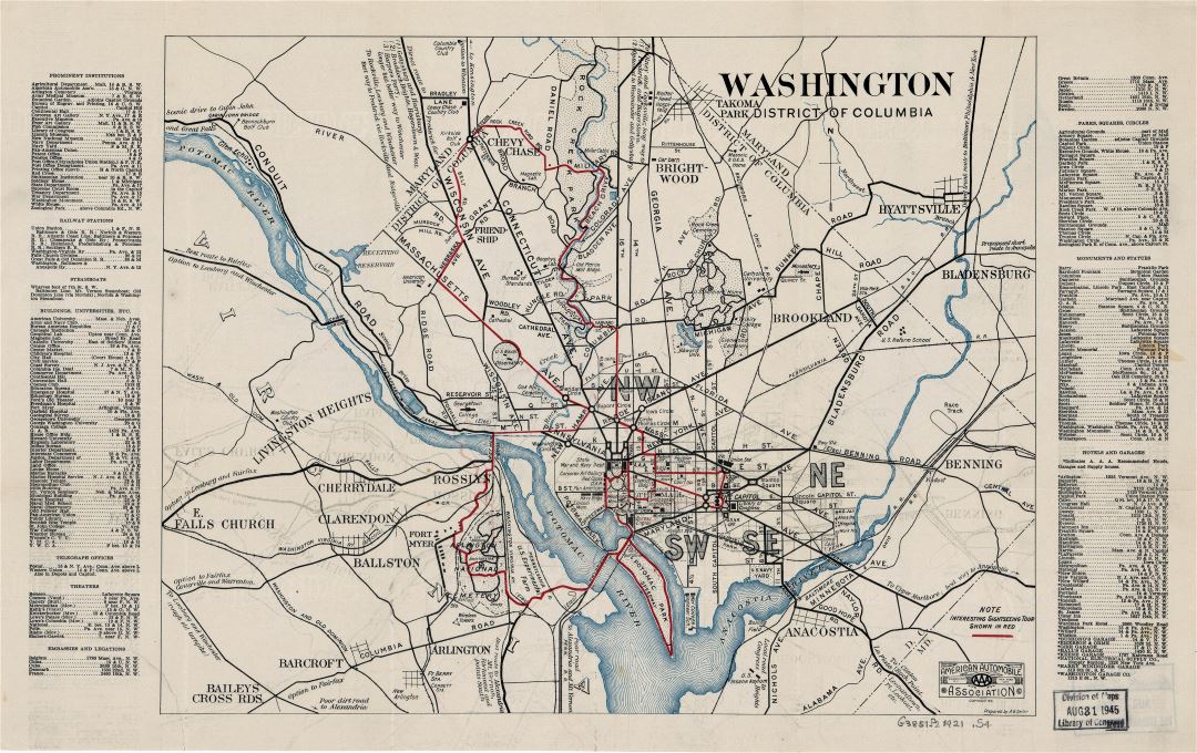 Large scale old map of Washington, District of Columbia - 1921