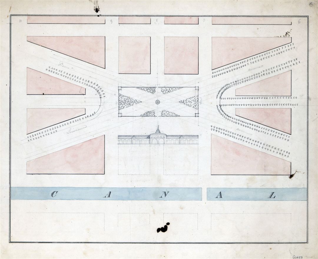 Large scale old plan of the center market and surrounding squares, Washington D.C. - 1820