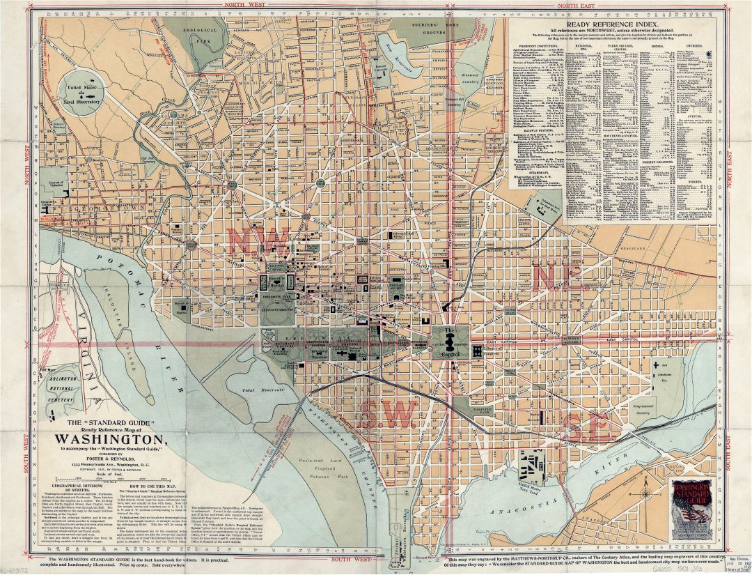 Large scale old the standard guide ready reference map of Washington - 1901