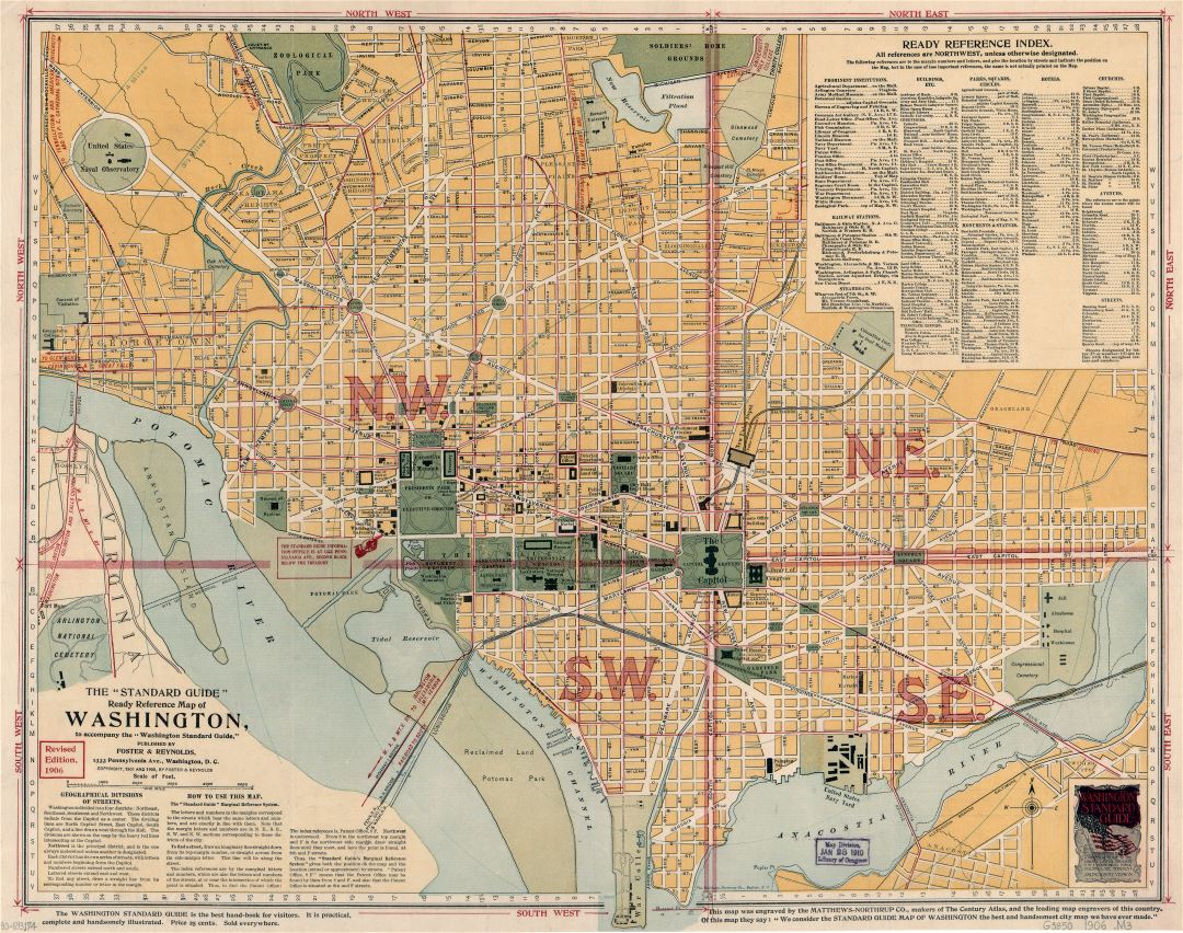 Large scale old the standard guide ready reference map of Washington - 1906