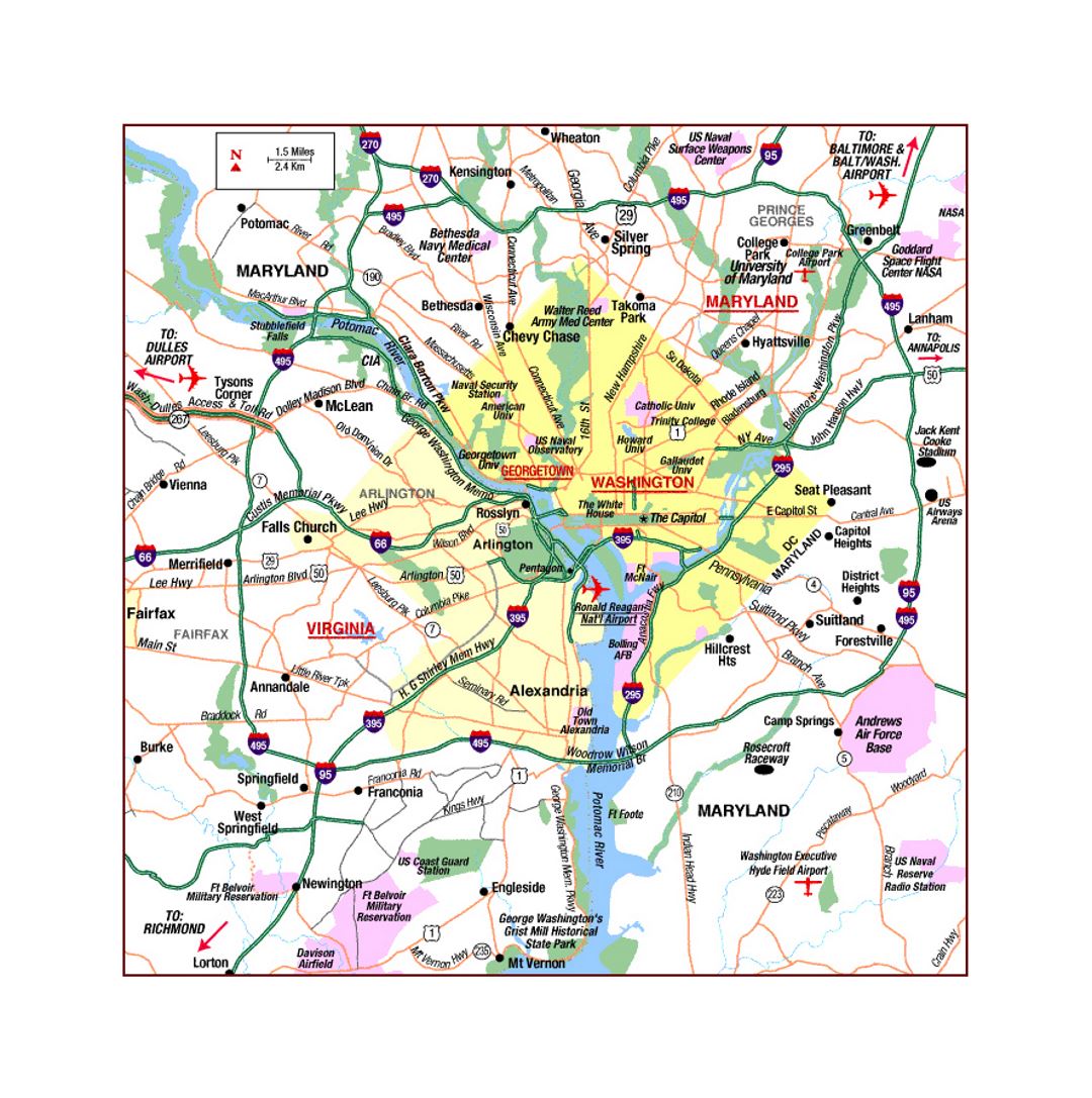 Washington D.C. area highways map