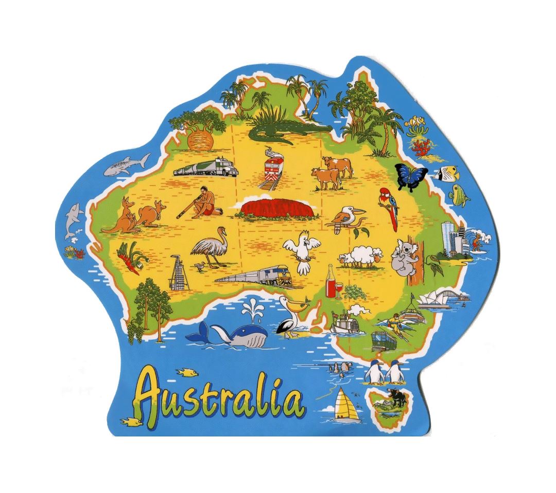 Detailed journey illustrated map of Australia