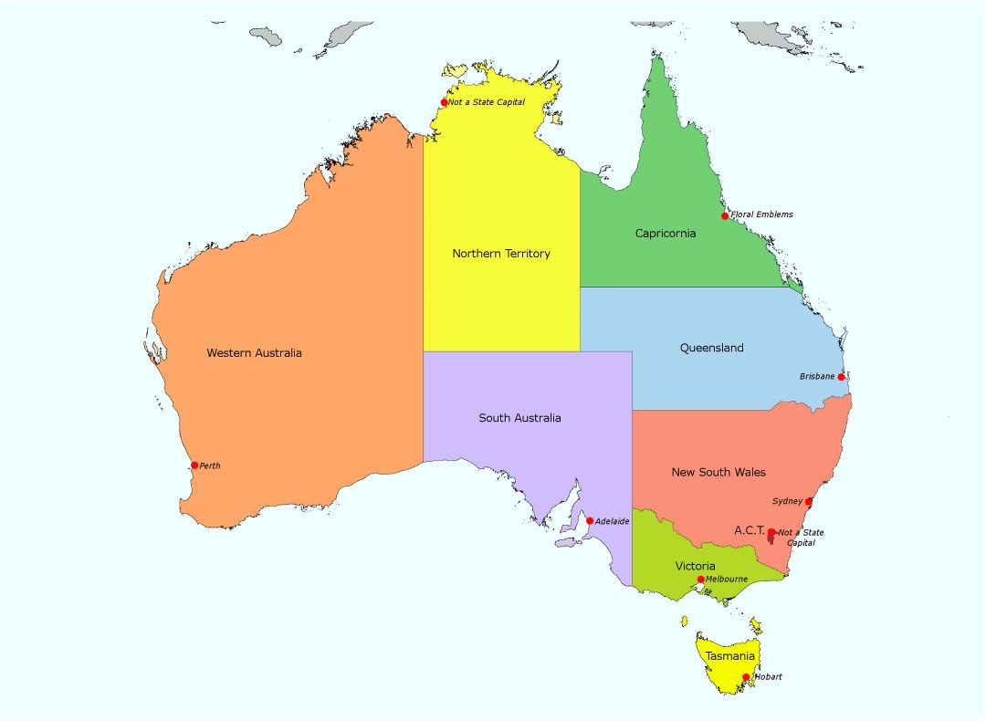 Large detailed administrative map of Australia