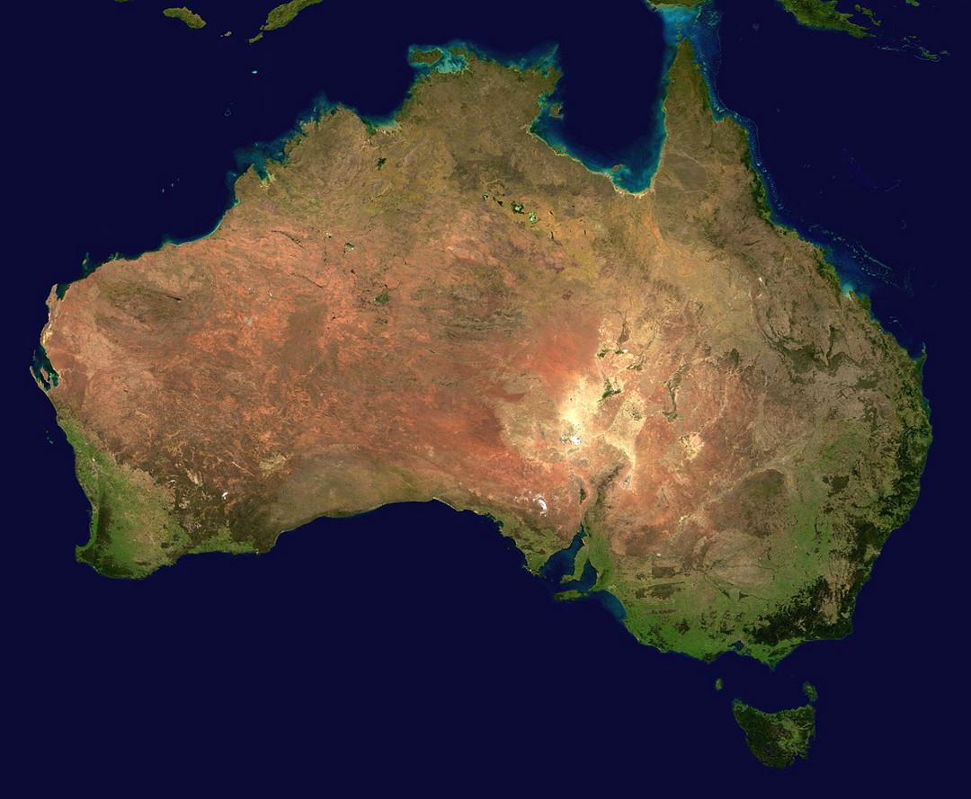 Large satellite map of Australia