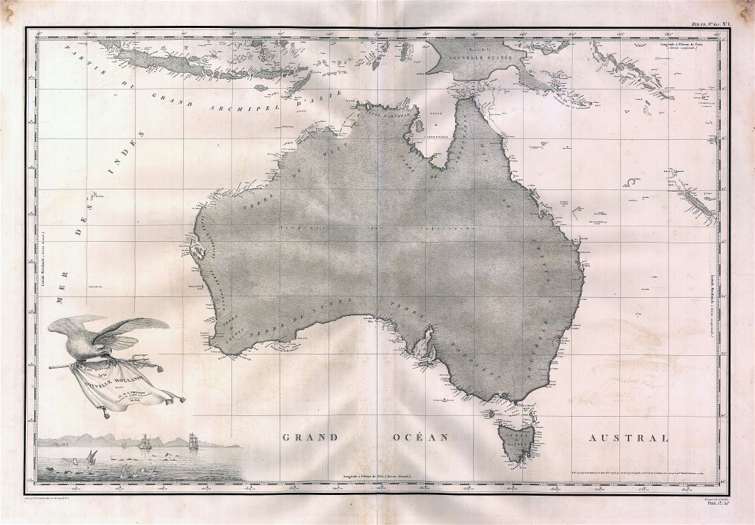 Large scale old map of Australia - 1808