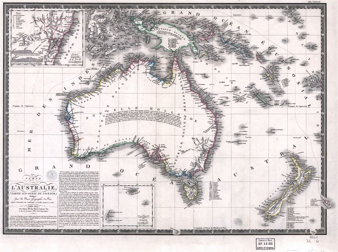 Large scale old map of Australia - 1826