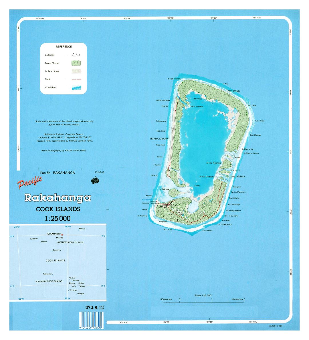 Large detailed map of Rakahanga, Cook Islands with other marks