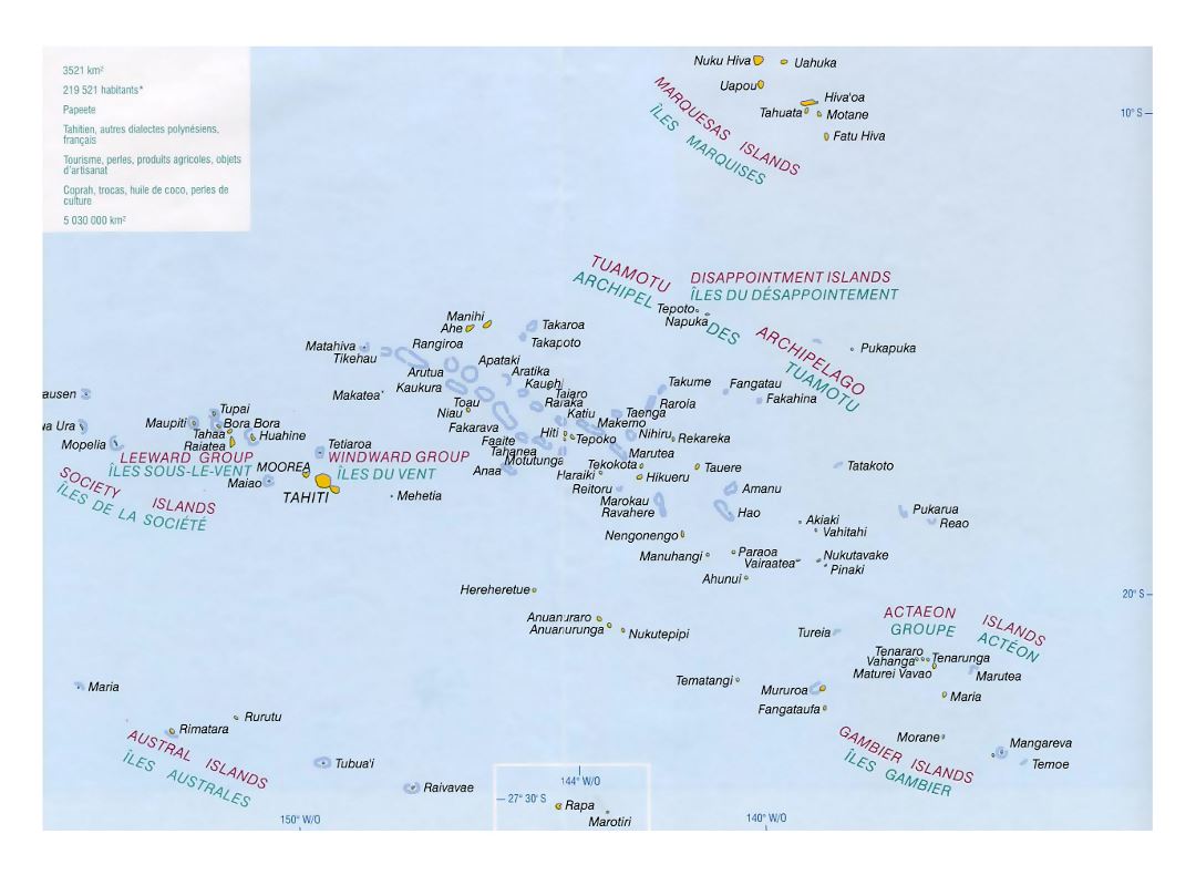 Detailed political map of French Polynesia