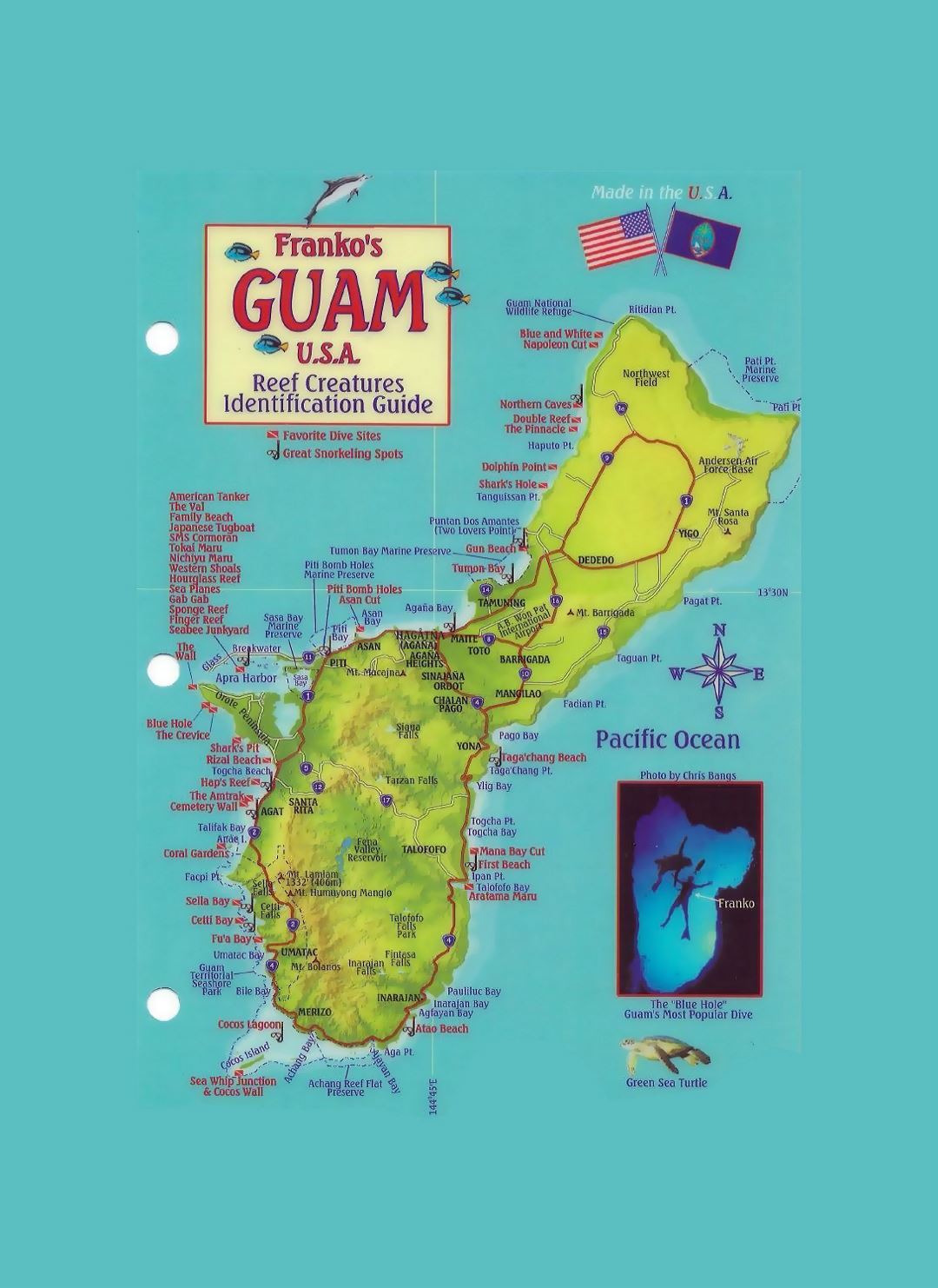 Detailed tourist map of Guam with other marks