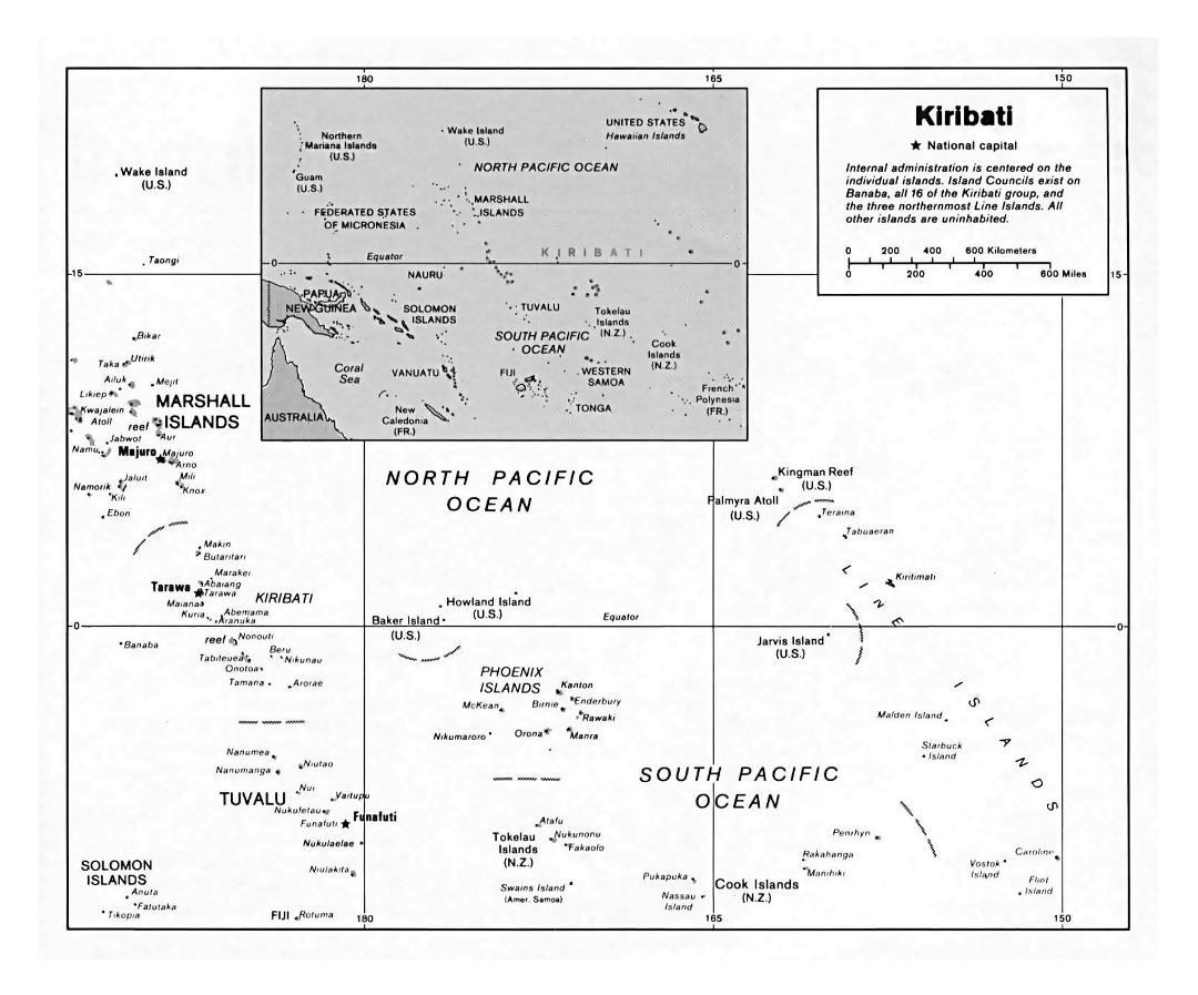 Large political map of Kiribati - 1994
