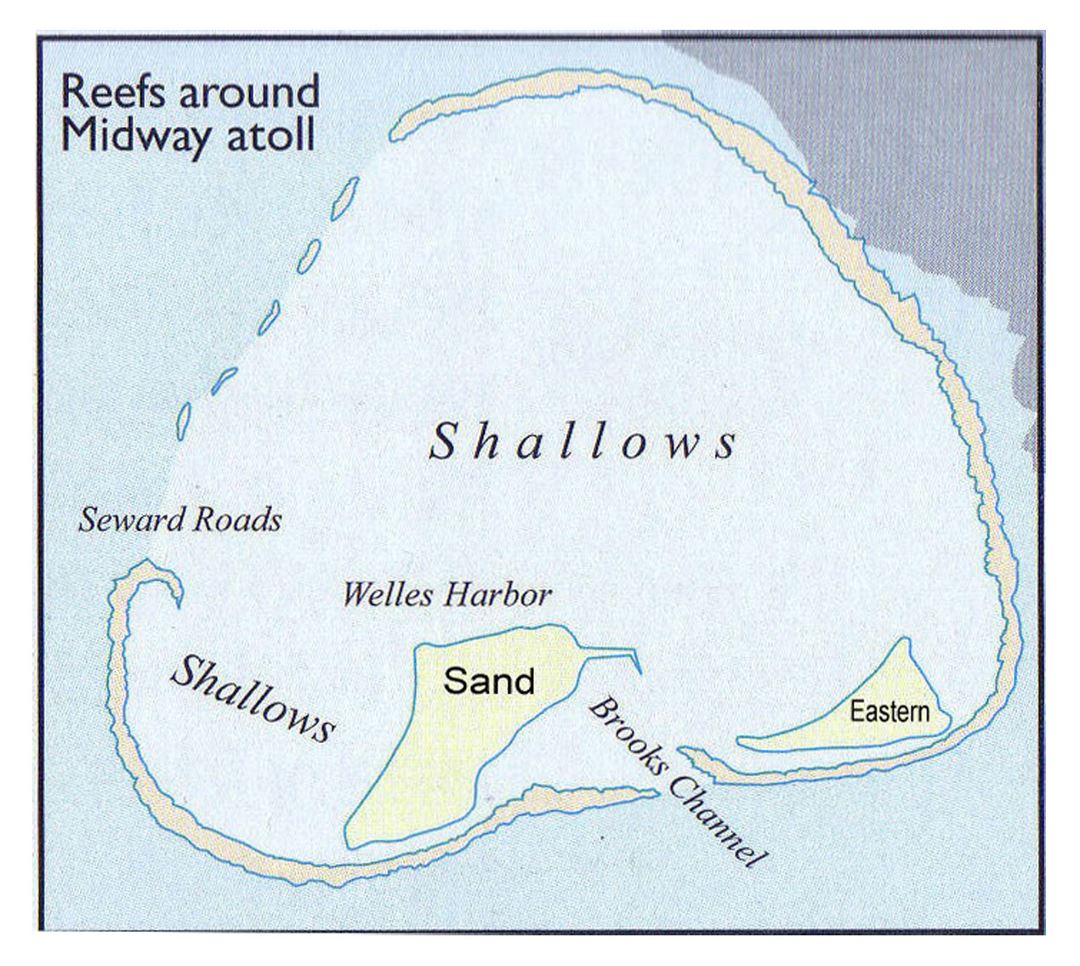 Detailed map of Midway Atoll with other marks