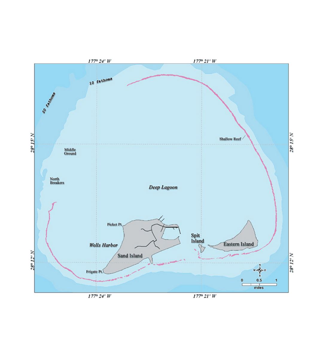Detailed map of Midway Islands