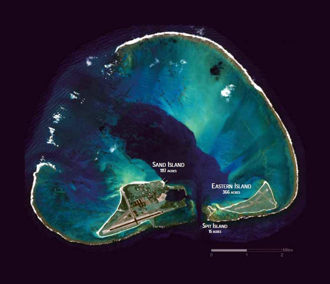 Detailed satellite map of Midway Atoll - 2008
