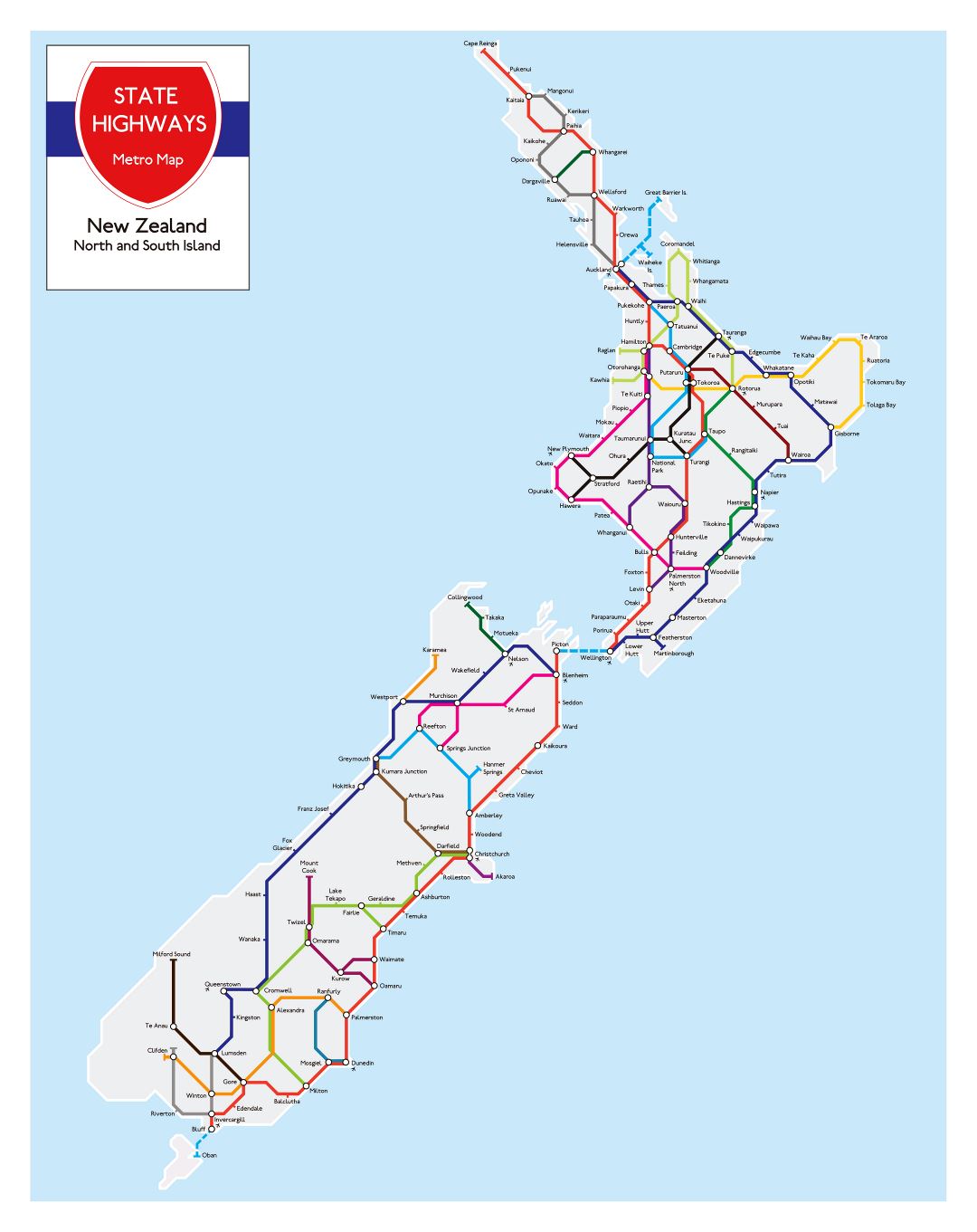 Large detailed New Zealand metro map