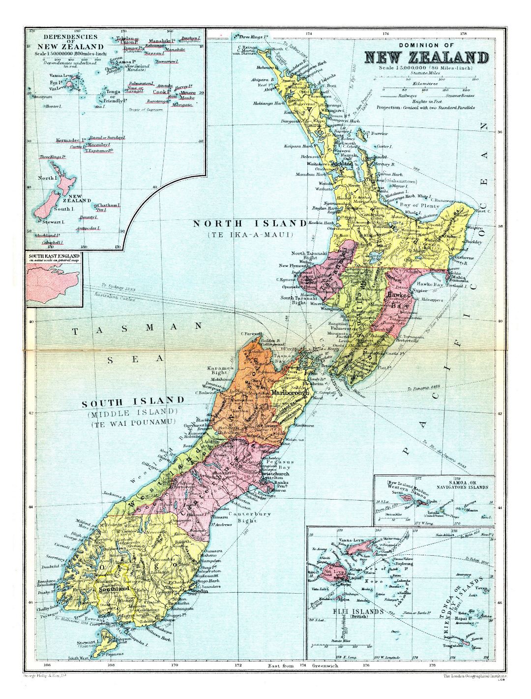 Large detailed old political and administrative map of New Zealand - 1936