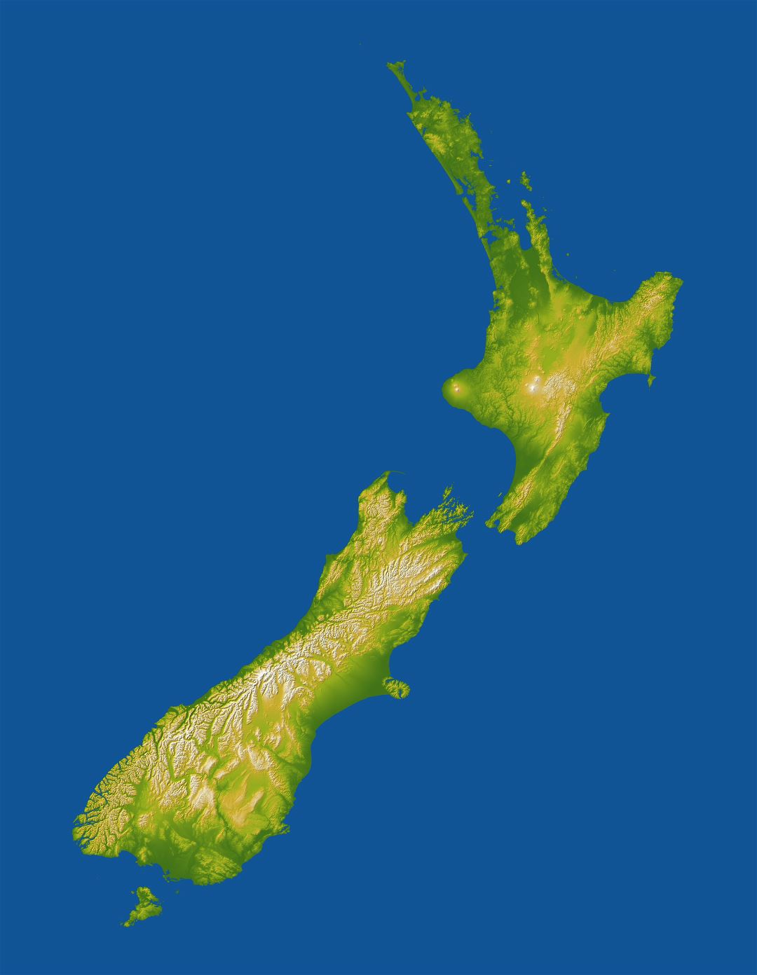 Large detailed relief map of New Zealand